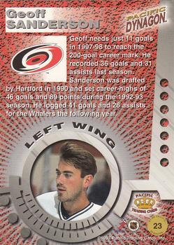 1997-98 Pacific Dynagon - Red #23 Geoff Sanderson Back