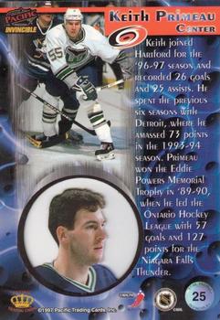 1997-98 Pacific Invincible - Ice Blue #25 Keith Primeau Back