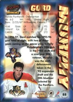1997-98 Pacific Invincible - NHL Regime #88 Gord Murphy Back