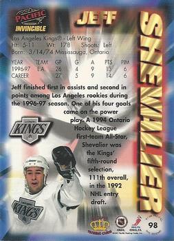 1997-98 Pacific Invincible - NHL Regime #98 Jeff Shevalier Back