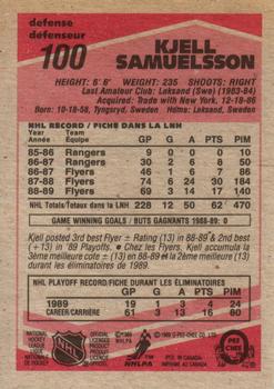 1989-90 O-Pee-Chee #100 Kjell Samuelsson Back