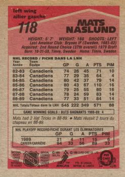 1989-90 O-Pee-Chee #118 Mats Naslund Back
