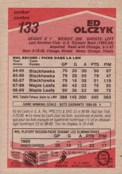 1989-90 O-Pee-Chee #133 Ed Olczyk Back