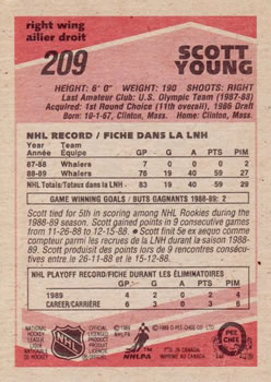 1989-90 O-Pee-Chee #209 Scott Young Back