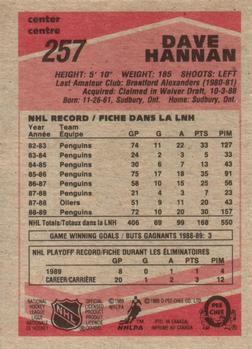 1989-90 O-Pee-Chee #257 Dave Hannan Back