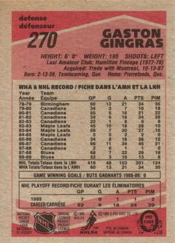 1989-90 O-Pee-Chee #270 Gaston Gingras Back