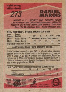 1989-90 O-Pee-Chee #273 Daniel Marois Back