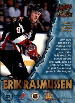 1997-98 Pacific Paramount - Emerald Green #23 Erik Rasmussen Back