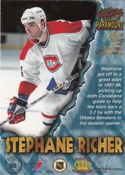 1997-98 Pacific Paramount - Emerald Green #98 Stephane Richer Back