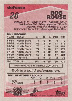 1989-90 Topps #26 Bob Rouse Back