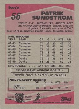 1989-90 Topps #56 Patrik Sundstrom Back