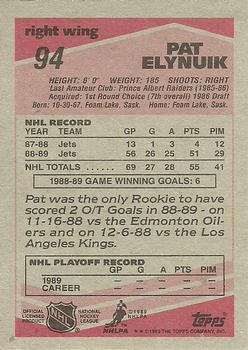 1989-90 Topps #94 Pat Elynuik Back