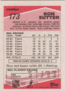 1989-90 Topps #173 Ron Sutter Back