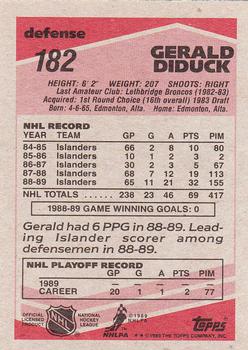 1989-90 Topps #182 Gerald Diduck Back