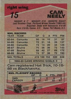 1989-90 Topps #15 Cam Neely Back