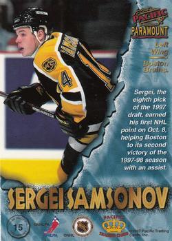 1997-98 Pacific Paramount - Ice Blue #15 Sergei Samsonov Back