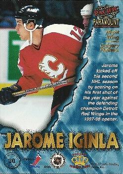 1997-98 Pacific Paramount - Ice Blue #30 Jarome Iginla Back