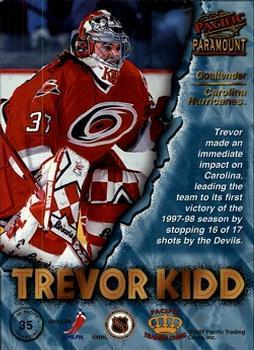 1997-98 Pacific Paramount - Ice Blue #35 Trevor Kidd Back