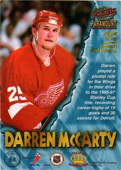 1997-98 Pacific Paramount - Ice Blue #68 Darren McCarty Back