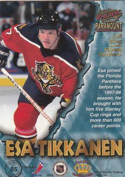 1997-98 Pacific Paramount - Ice Blue #85 Esa Tikkanen Back