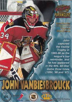 1997-98 Pacific Paramount - Ice Blue #86 John Vanbiesbrouck Back