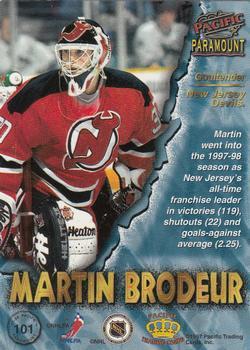 1997-98 Pacific Paramount - Ice Blue #101 Martin Brodeur Back