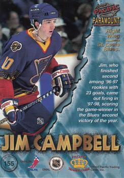 1997-98 Pacific Paramount - Ice Blue #155 Jim Campbell Back
