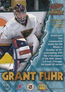 1997-98 Pacific Paramount - Ice Blue #158 Grant Fuhr Back