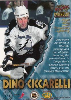 1997-98 Pacific Paramount - Ice Blue #171 Dino Ciccarelli Back