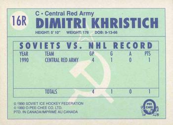 1990-91 O-Pee-Chee - Central Red Army #16R Dimitri Khristich Back