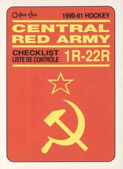 1990-91 O-Pee-Chee - Central Red Army #22R Checklist Front