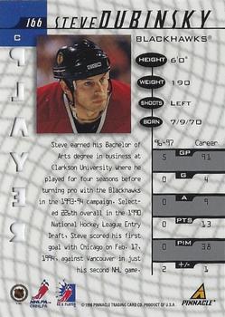 1997-98 Pinnacle Be a Player - Autographs Die Cut #166 Steve Dubinsky Back