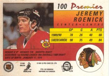 1990-91 O-Pee-Chee Premier #100 Jeremy Roenick Back