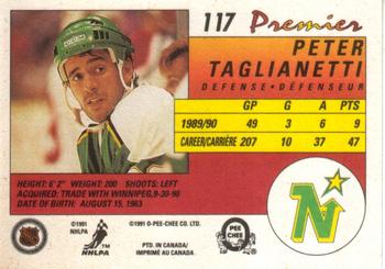 1990-91 O-Pee-Chee Premier #117 Peter Taglianetti Back