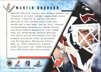 1997-98 Pinnacle Be a Player - Stacking the Pads #11 Martin Brodeur Back