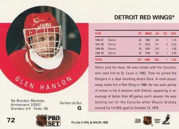 1990-91 Pro Set #72 Glen Hanlon Back
