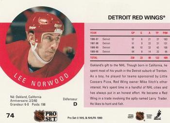 1990-91 Pro Set #74 Lee Norwood Back