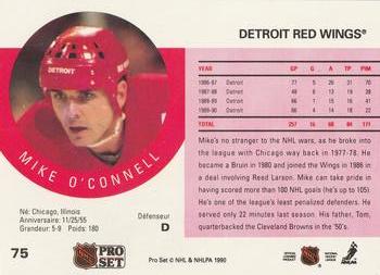 1990-91 Pro Set #75 Mike O'Connell Back