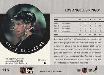 1990-91 Pro Set #115 Steve Duchesne Back