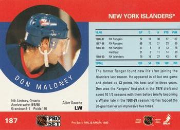 1990-91 Pro Set #187 Don Maloney Back