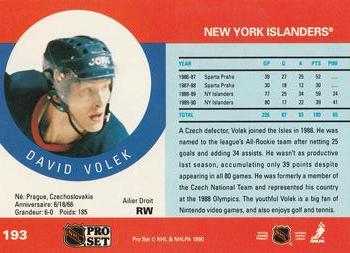 1990-91 Pro Set #193 David Volek Back