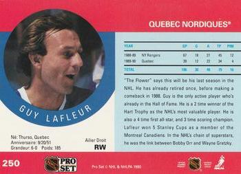 1990-91 Pro Set #250 Guy Lafleur Back