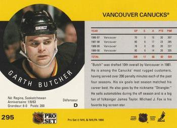 1990-91 Pro Set #295 Garth Butcher Back