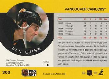 1990-91 Pro Set #303 Dan Quinn Back