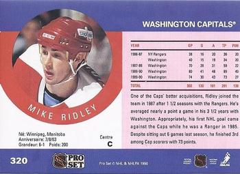 1990-91 Pro Set #320 Mike Ridley Back