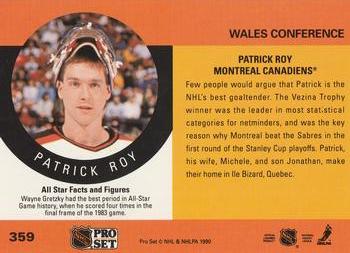 1990-91 Pro Set #359 Patrick Roy Back