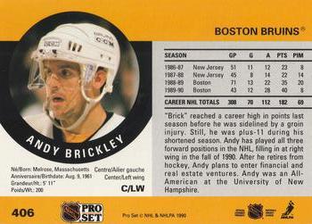 1990-91 Pro Set #406 Andy Brickley Back