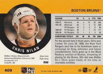 1990-91 Pro Set #409 Chris Nilan Back