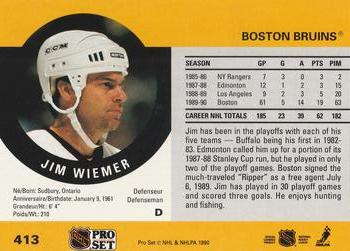 1990-91 Pro Set #413 Jim Wiemer Back
