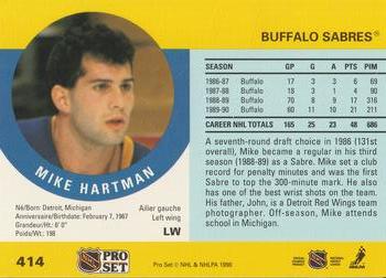1990-91 Pro Set #414 Mike Hartman Back